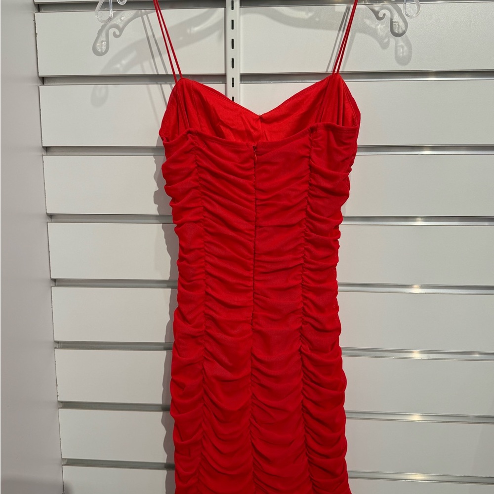 Hello Molly Red Ruched Mini Dress - Picture 3 of 4